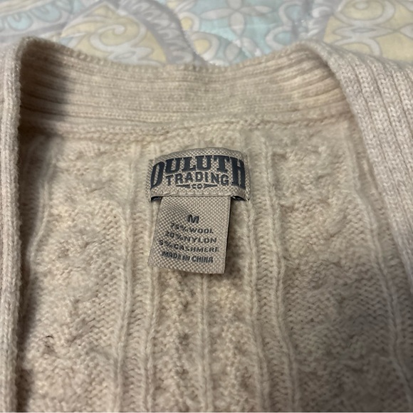 Duluth Trading Co Cream Cable Knit Cardigan - Picture 2 of 3